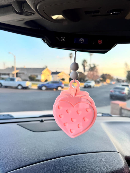 Rear View Mirror Hanger - Pink Strawberry