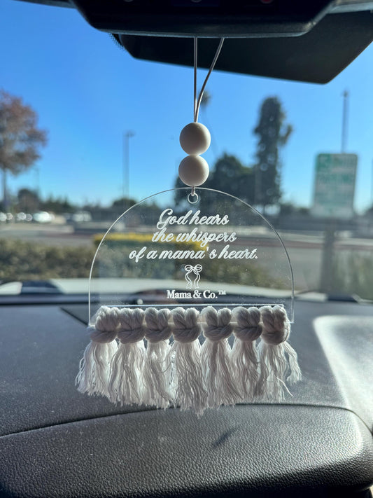 Rear View Mirror Hanger - God hears a mamas whispers