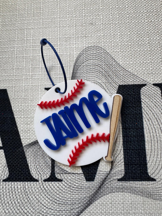 Baseball Custom Name Tag/Bag Charm/Backpack Tag