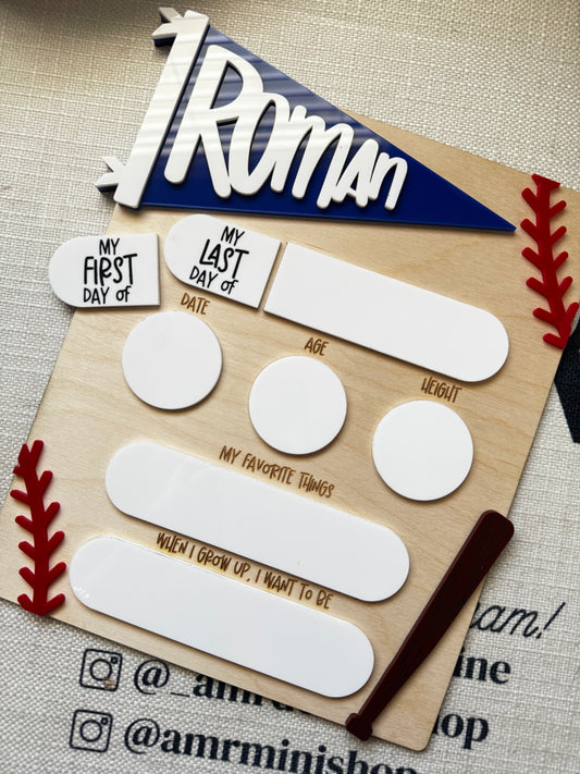 Back to school Dry Erase Board - Baseball