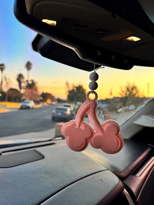 Rear View Mirror Hanger - Pink Mouse Cherries