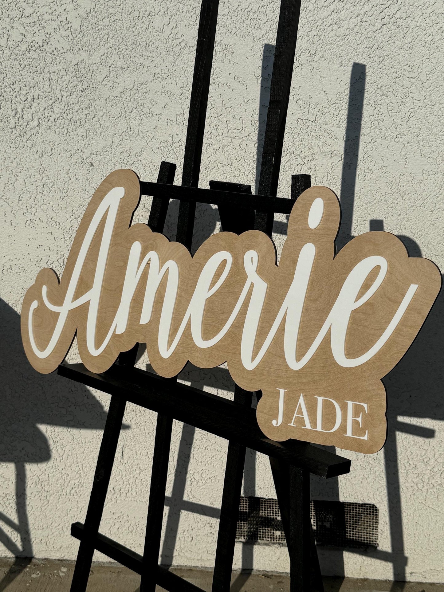 Wood and White Acrylic Name Sign