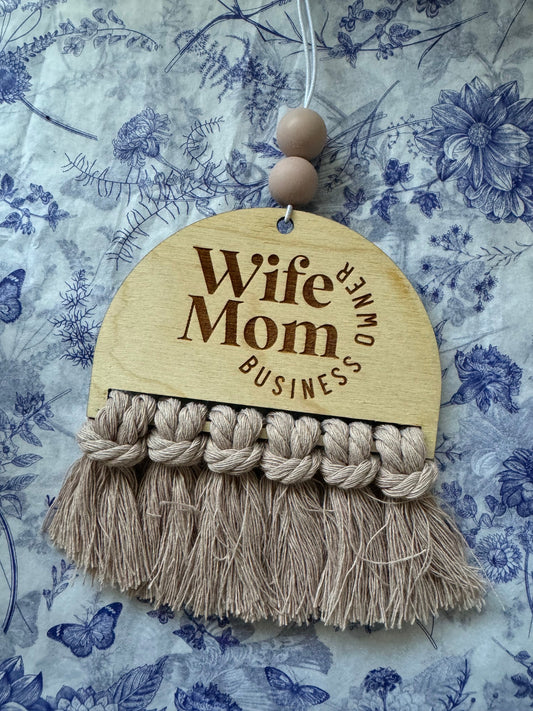 Rear View Mirror Hanger - Wife Mom Business Owner